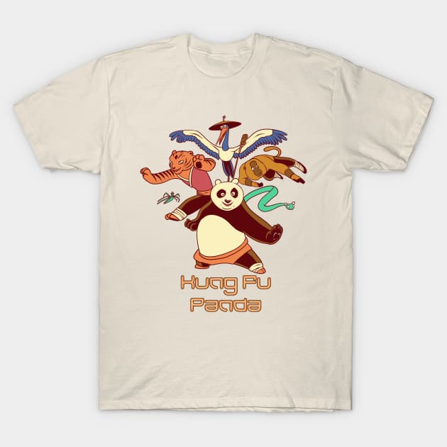 Retro Kung Fu Panda T-Shirt by thelazyshibaai